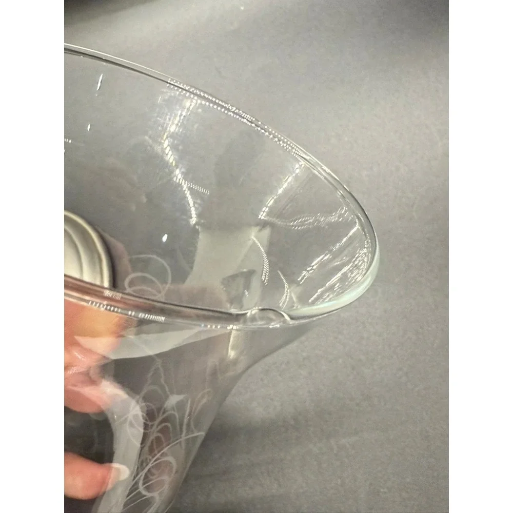 Vintage Web Pewter Hurricane Candle Holder Etched Glass Shade Mid Century MCM